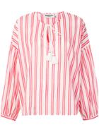 Essentiel Antwerp Striped Tie Neck Tassel Top - White