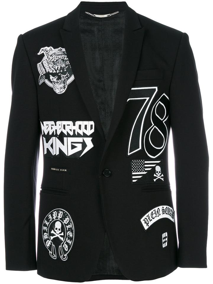 Philipp Plein - Skull Patch Blazer - Men - Polyamide/spandex/elastane/viscose - 50, Black, Polyamide/spandex/elastane/viscose