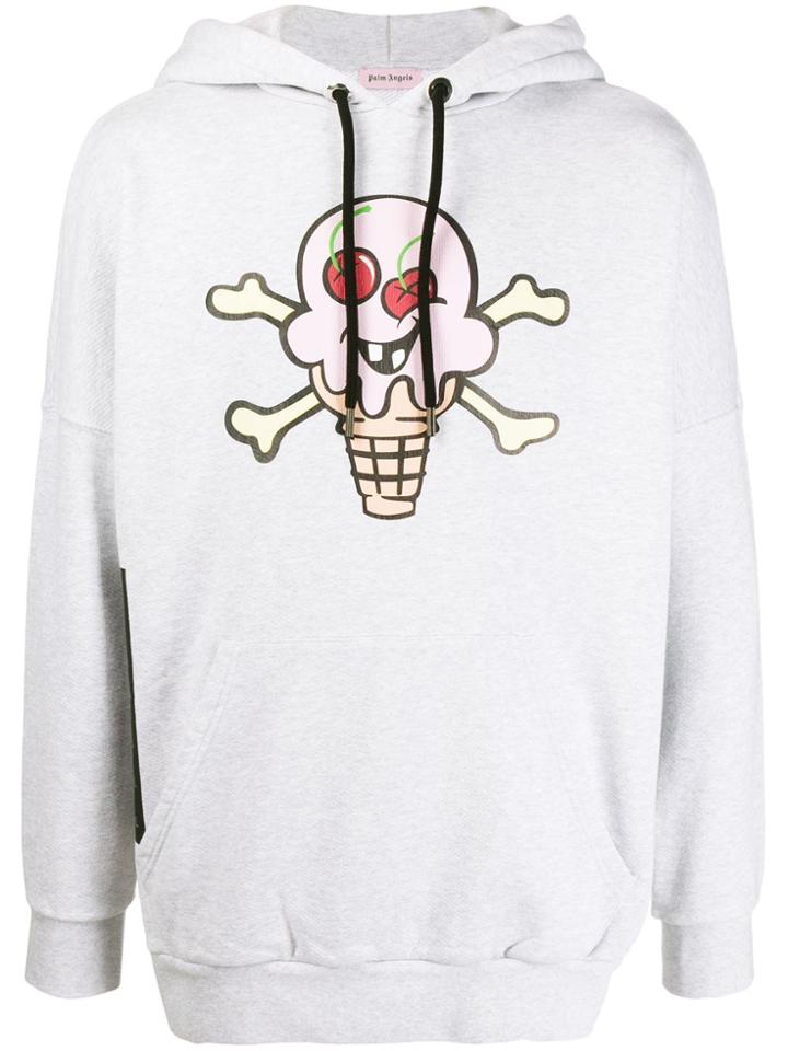 Palm Angels Ice Cream Skull Print Hoodie - Grey