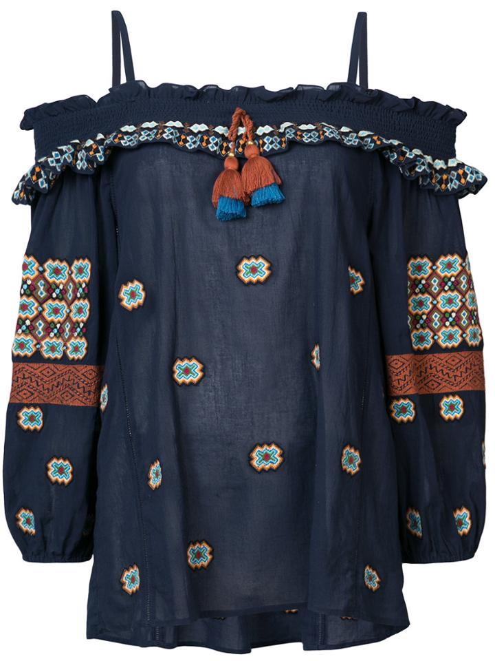 Figue Helena Cold-shoulder Blouse - Blue