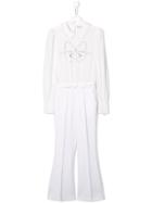 Elisabetta Franchi La Mia Bambina Pearl Bow Embellished Jumpsuit -