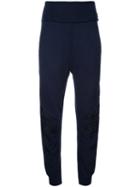 Stella Mccartney - Feather Embroidered Trousers - Women - Cotton - 40, Blue, Cotton