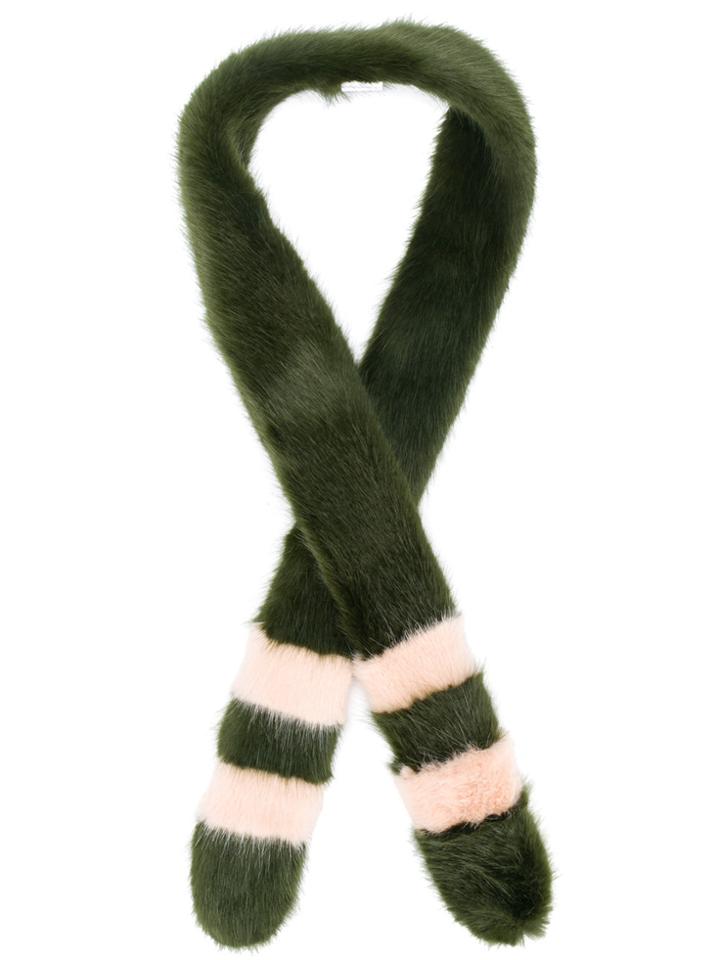Shrimps Striped Faux Fur Stole - Green