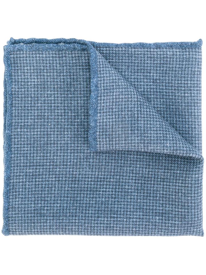 Eleventy Checked Pocket Square - Blue