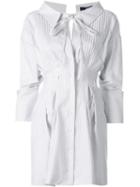 Jacquemus Gathered Shirt Dress, Women's, Size: 38, White, Cotton/linen/flax