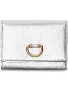 Burberry Small D-ring Metallic Leather Wallet - Silver