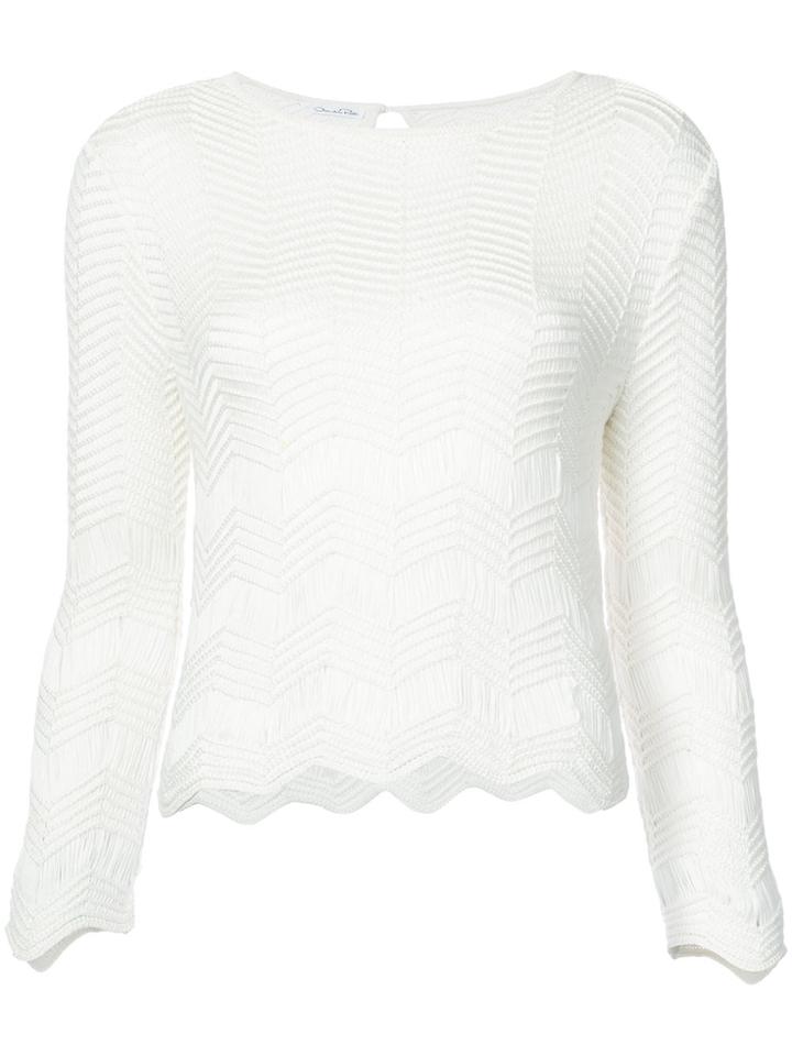 Oscar De La Renta Ribbed Chevron Jumper - White