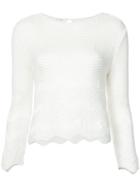 Oscar De La Renta Ribbed Chevron Jumper - White