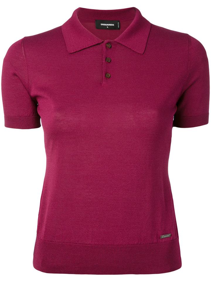 Dsquared2 - Knitted Polo Top - Women - Polyester/virgin Wool/polyimide - S, Women's, Brown, Polyester/virgin Wool/polyimide