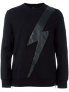 Neil Barrett Quilted Thunder Sweatshirt, Men's, Size: Large, Black, Lyocell/cotton/viscose/polyurethane