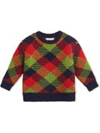 Burberry Kids Check Intarsia Wool Blend Sweater - Red