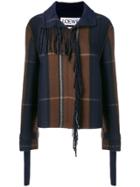 Loewe Leather Strap Check Jacket - Blue