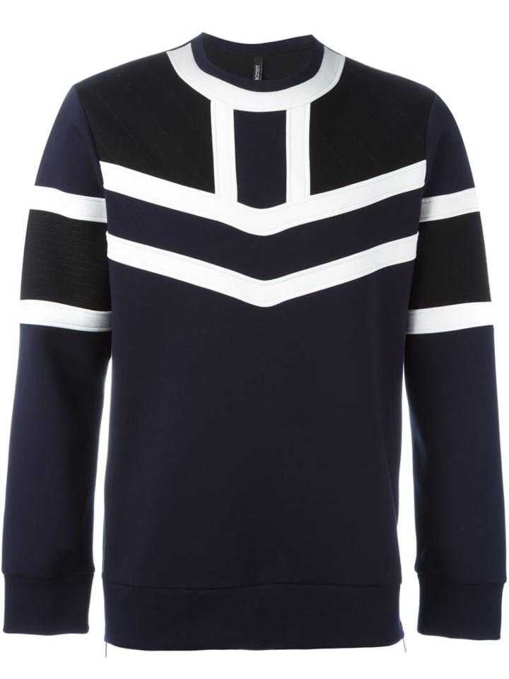 Neil Barrett Colour Block Sweatshirt, Men's, Size: Large, Blue, Lyocell/viscose/cotton/spandex/elastane