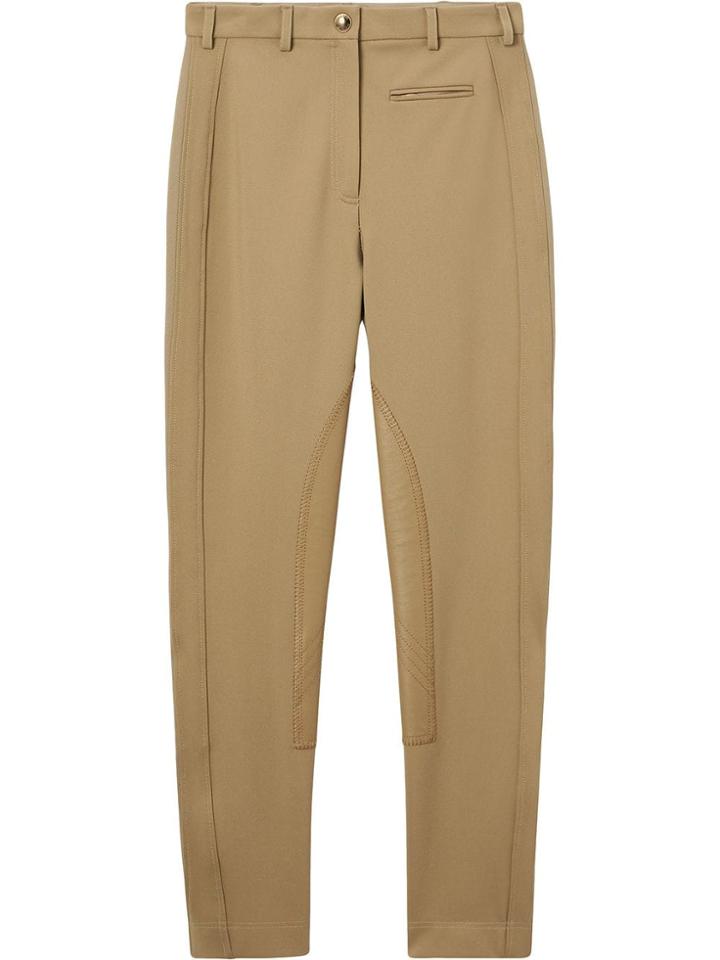 Burberry Lambskin Panel Stretch Crepe Jersey Trousers - Brown
