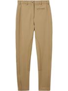 Burberry Lambskin Panel Stretch Crepe Jersey Trousers - Brown
