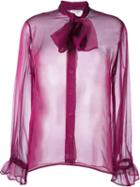 Yves Saint Laurent Vintage Sheer Pussybow Blouse, Women's, Size: 38, Pink/purple