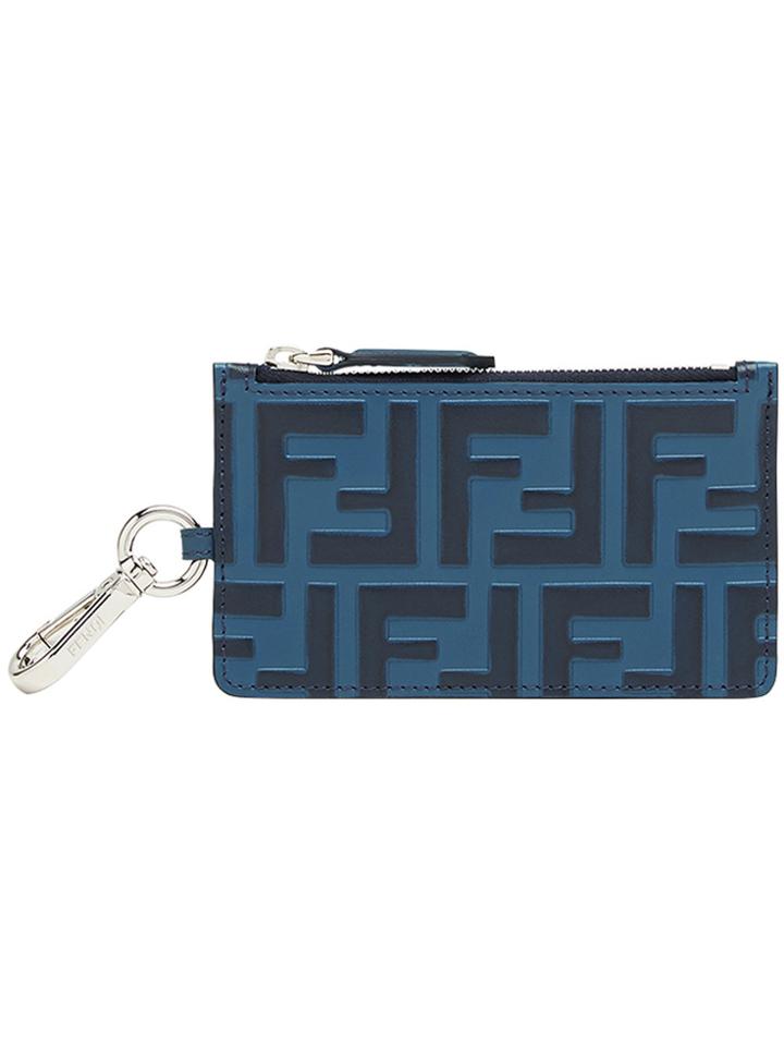 Fendi Ff Logo Zipped Wallet - Blue