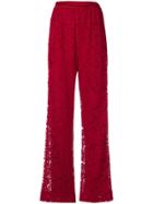 Dolce & Gabbana Floral Lace Wide Trousers - Red