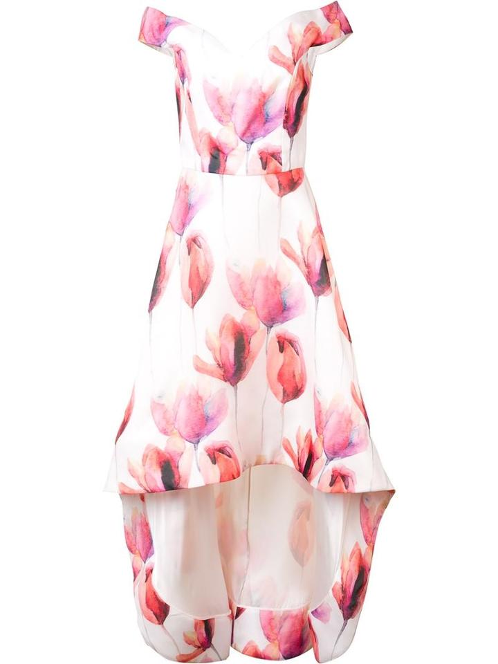 Christian Siriano Tulip Print Dress, Women's, Size: 6, White, Silk