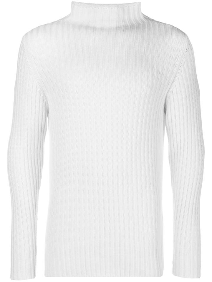 Eleventy Ribbed High Neck Sweater - White