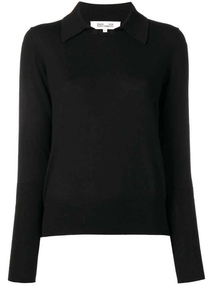 Dvf Diane Von Furstenberg Knitted Collar Top - Black