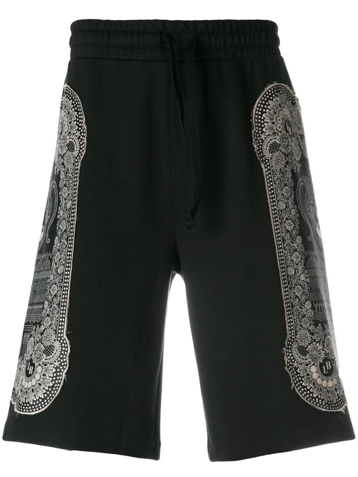 Les Benjamins Side Print Shorts - Black