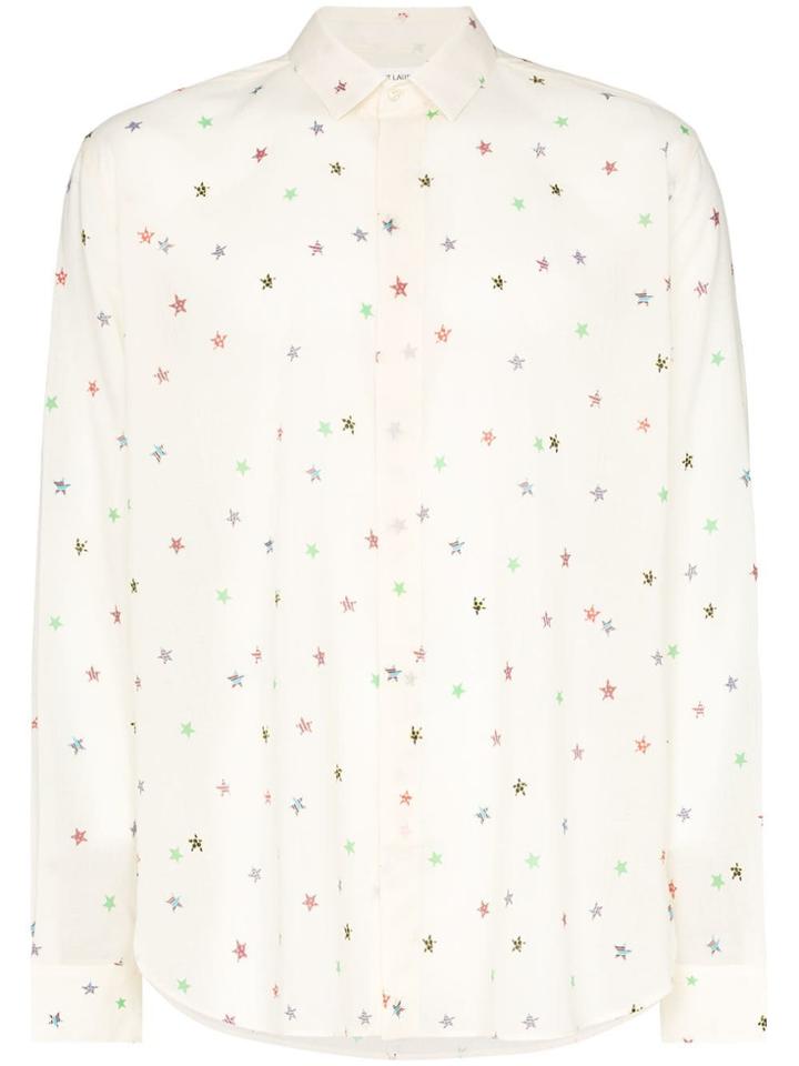 Saint Laurent Star Print Wool Shirt - White