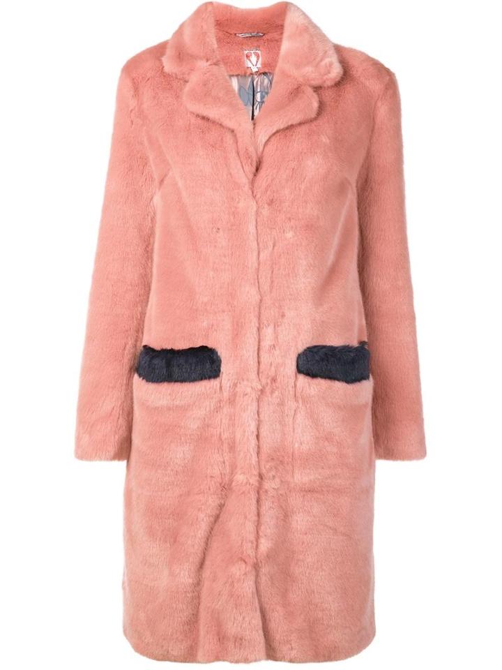 Shrimps Long Faux-fur Coat, Women's, Size: 8, Pink/purple, Modacrylic