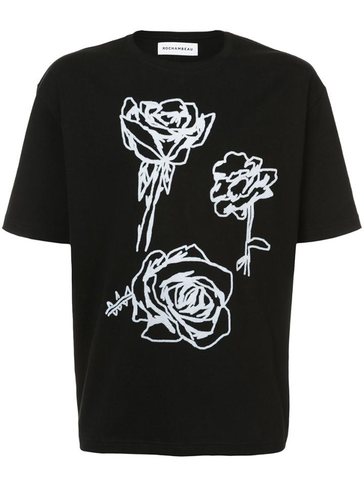 Rochambeau Rose Print T-shirt - Black