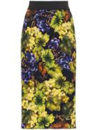 Dolce & Gabbana Grape-print Silk-blend Cady Midi Skirt - Green