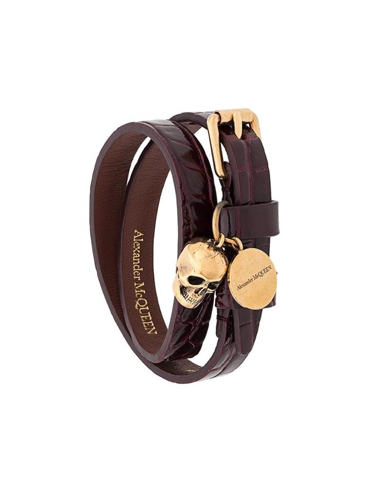 Alexander Mcqueen Double-wrap Leather Bracelet - Red