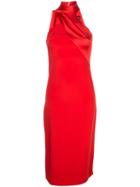 Cushnie Asymmetric Drape Dress - Vermilion