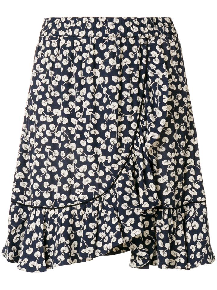 Ganni Printed Ruffle Mini Skirt - Blue