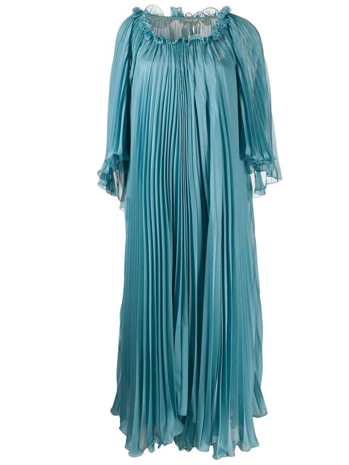 Alberta Ferretti Pleated Flared Midi Dress - Blue