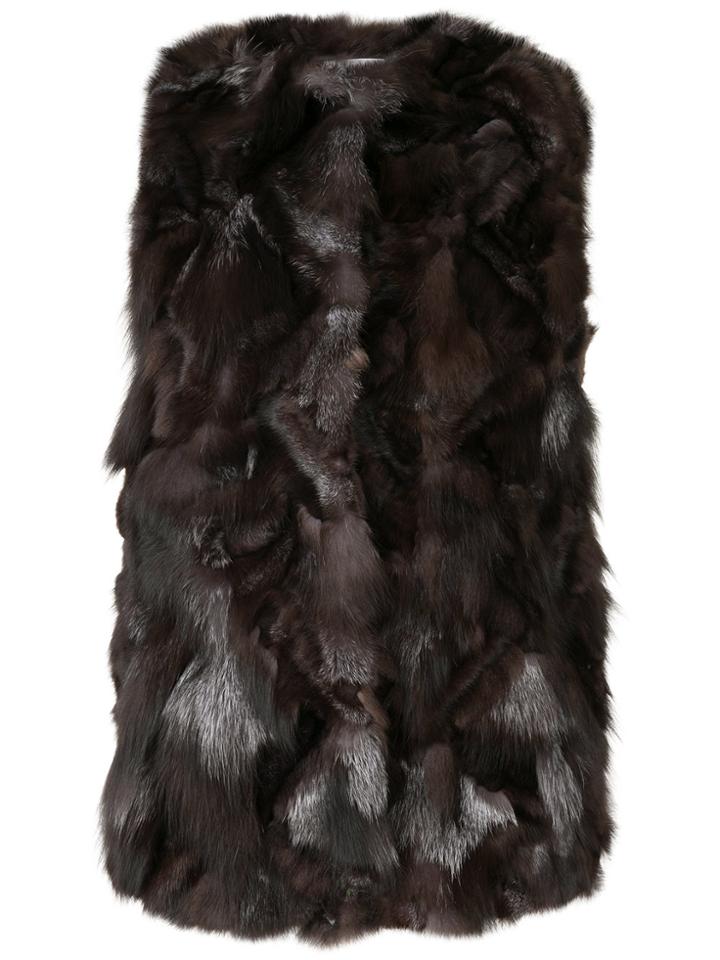 Astraet Collarless Gilet - Brown