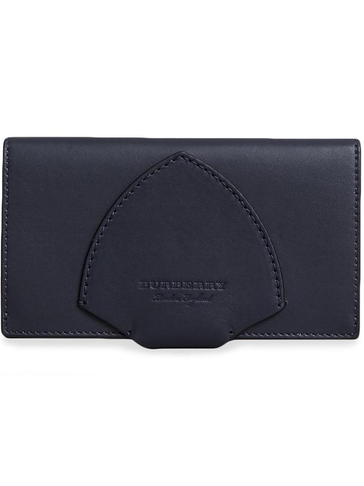 Burberry Equestrian Shield Two-tone Leather Continental Wallet - Blue