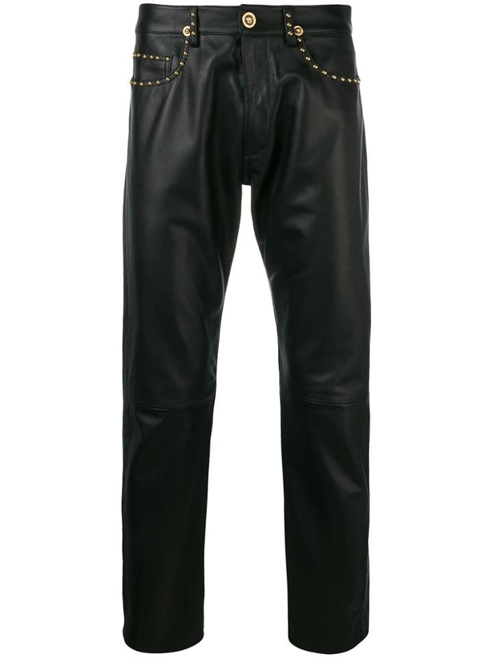 Versace Straight Studded Trousers - Black