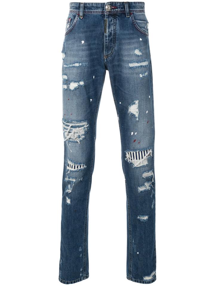 Philipp Plein So Alright Super Straight Cut Jeans - Blue