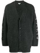 Kenzo Chunky Ribbed Knit V-neck Cardigan - Grey