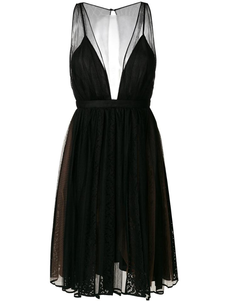 No21 Tulle Lace Panel Dress - Black