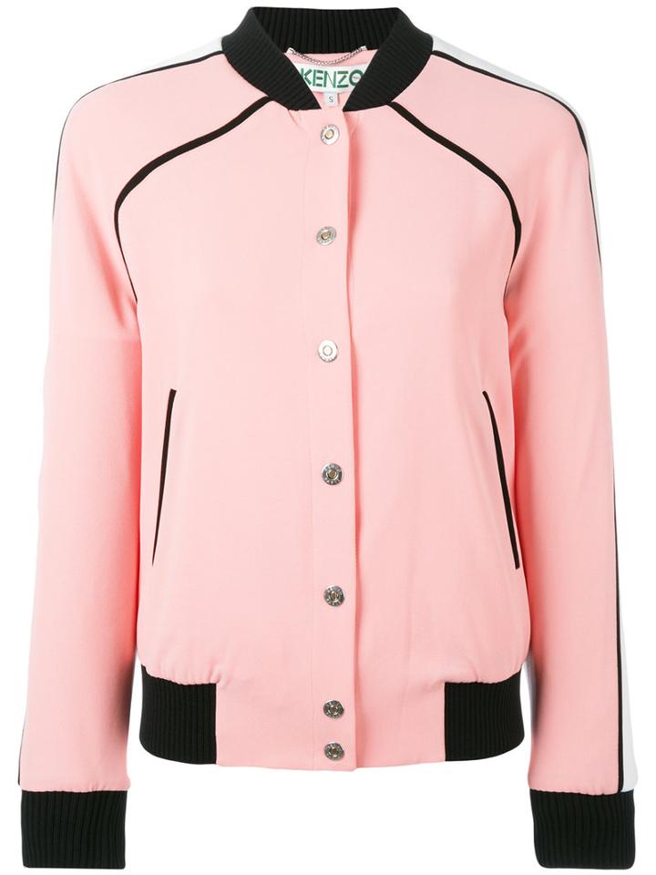 Kenzo Contrast Hem Bomber Jacket, Women's, Size: Medium, Pink/purple, Polyester/triacetate/polyamide/polyester