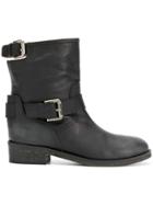 Via Roma 15 Calf Length Buckle Boots - Black