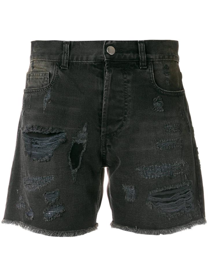 Faith Connexion Distressed Denim Shorts - Black