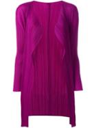 Pleats Please By Issey Miyake Pleated Cardigan, Women's, Size: 4, Pink/purple, Polyester