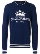 Dolce & Gabbana Crown Logo Intarsia Jumper - Blue