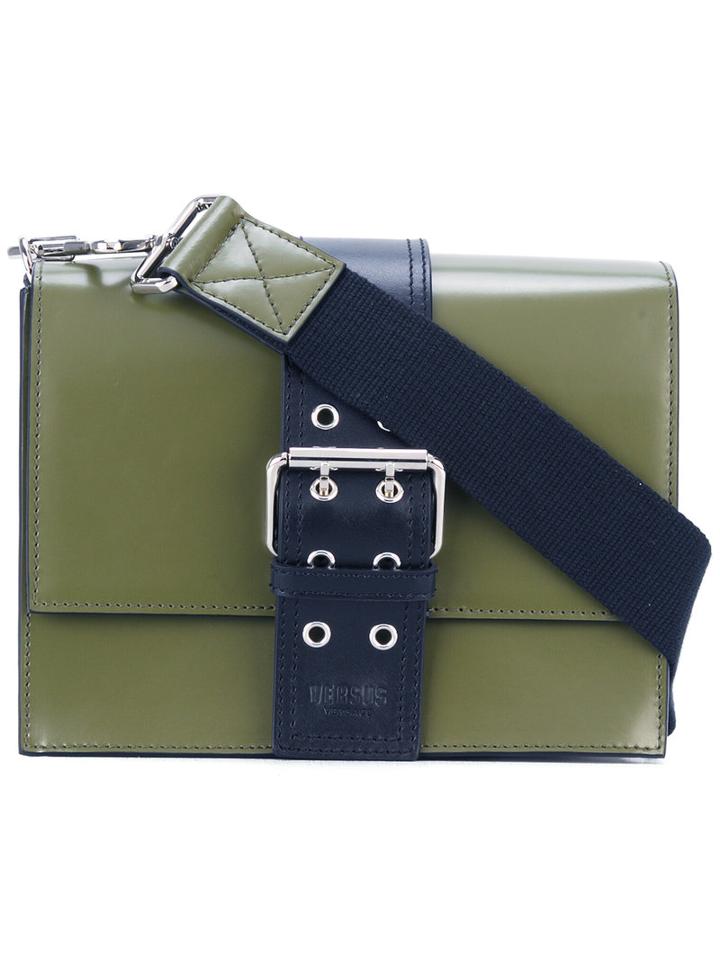 Versus Buckled Shoulder Bag, Women's, Green, Calf Leather