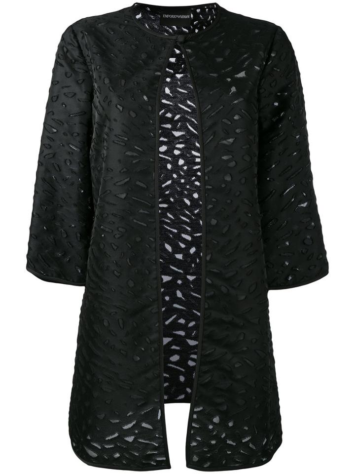 Emporio Armani - Long Fitted Jacket - Women - Cotton/polyamide/polyester - 48, Black, Cotton/polyamide/polyester