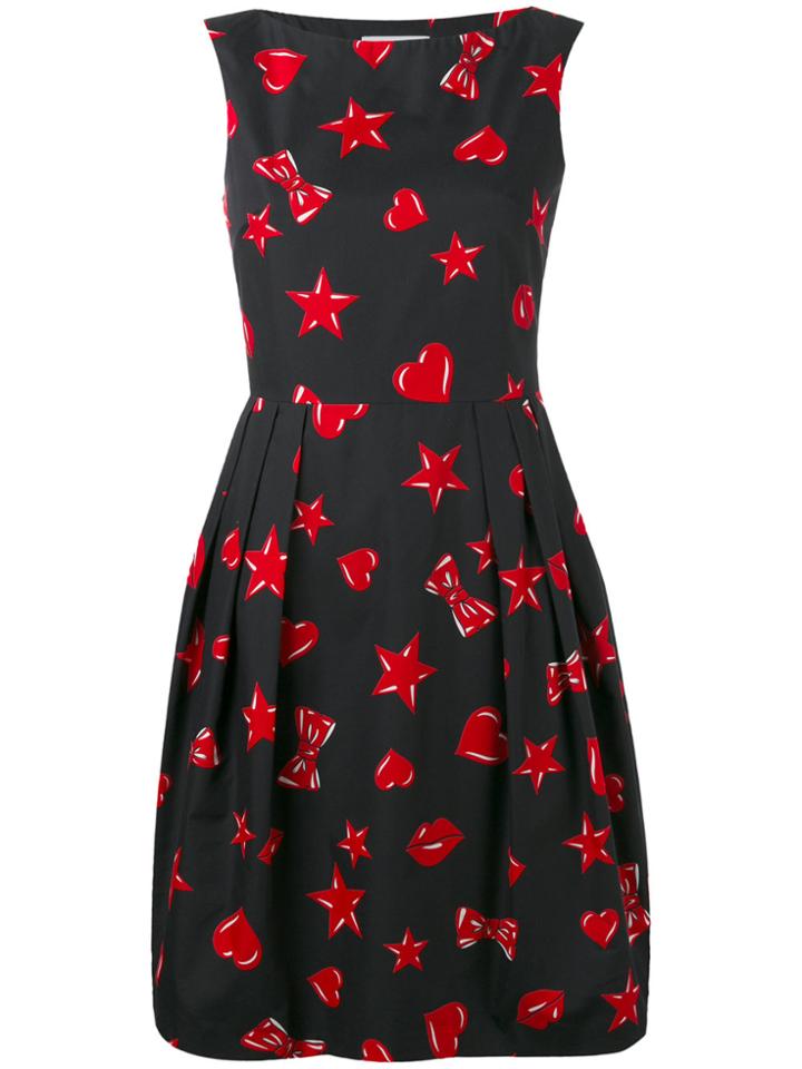 Moschino Heart And Star Print Dress - Black