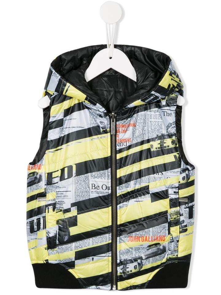 John Galliano Kids Reversible Racer Print Gilet, Boy's, Size: 8 Yrs, Black