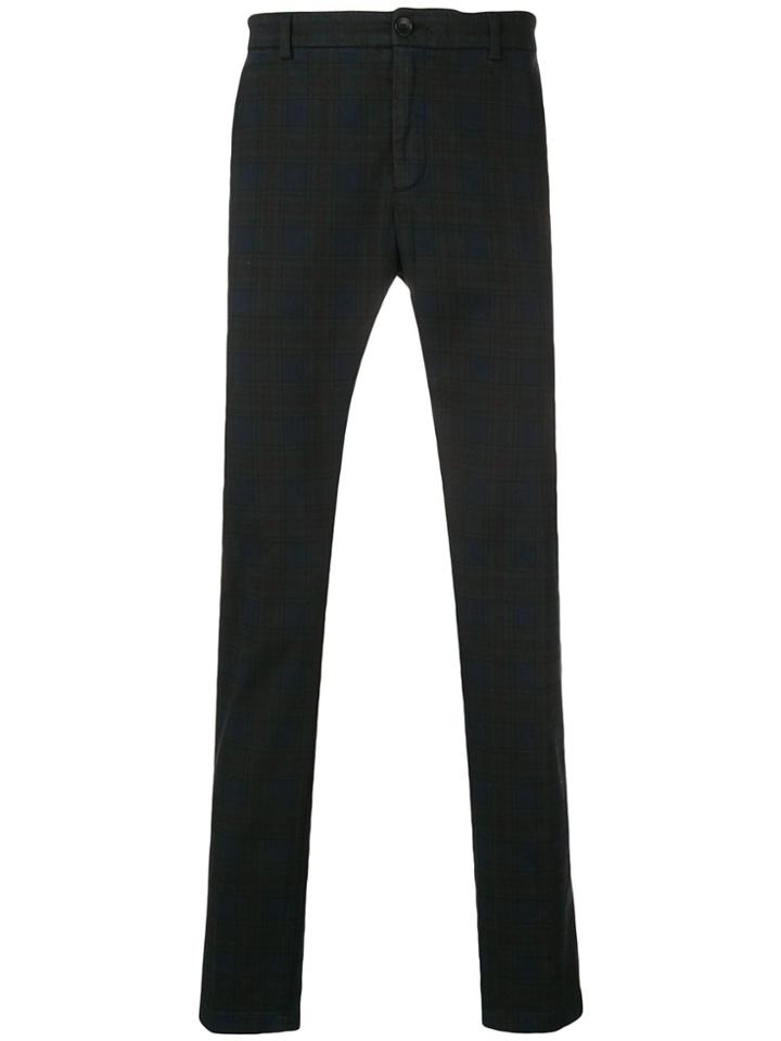 Department 5 Checked Slim-fit Trousers - Blue